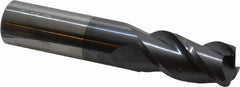 Accupro - 3/4", 3 Flute, Single End, Solid Carbide, 1/8" Corner Radius End Mill - 4" OAL, 40° Helix, Right Hand Flute, 1-1/2" LOC, Right Hand Cut - Eagle Tool & Supply