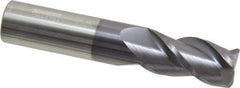 Accupro - 3/4", 3 Flute, Single End, Solid Carbide, 0.06" Corner Radius End Mill - 4" OAL, 40° Helix, Right Hand Flute, 1-1/2" LOC, Right Hand Cut - Eagle Tool & Supply