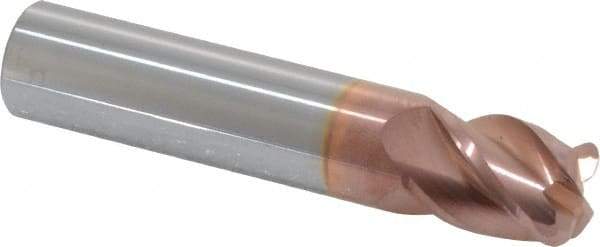 Accupro - 1/2", 4 Flute, Single End, Solid Carbide, 0.09" Corner Radius End Mill - 2-1/2" OAL, 40° Helix, Right Hand Flute, 5/8" LOC, Right Hand Cut - Eagle Tool & Supply
