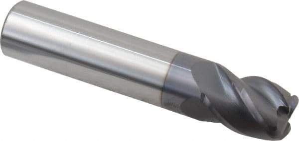 Accupro - 1/2", 4 Flute, Single End, Solid Carbide, 0.09" Corner Radius End Mill - 2-1/2" OAL, 40° Helix, Right Hand Flute, 5/8" LOC, Right Hand Cut - Eagle Tool & Supply
