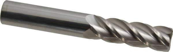 Accupro - 3/4", 4 Flute, Single End, Solid Carbide, 0.06" Corner Radius End Mill - 5" OAL, 40° Helix, Right Hand Flute, 2-1/4" LOC, Right Hand Cut - Eagle Tool & Supply