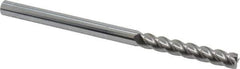 Accupro - 1/4", 4 Flute, Single End, Solid Carbide, 0.02" Corner Radius End Mill - 4" OAL, 40° Helix, Right Hand Flute, 1-1/2" LOC, Right Hand Cut - Eagle Tool & Supply