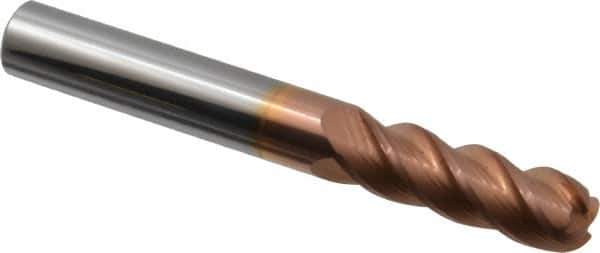 Accupro - 3/8", 4 Flute, Single End, Solid Carbide, 1/8" Corner Radius End Mill - 3" OAL, 40° Helix, Right Hand Flute, 1-1/8" LOC, Right Hand Cut - Eagle Tool & Supply