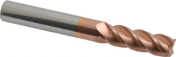 Accupro - 3/8", 4 Flute, Single End, Solid Carbide, 0.03" Corner Radius End Mill - 3" OAL, 40° Helix, Right Hand Flute, 1-1/8" LOC, Right Hand Cut - Eagle Tool & Supply