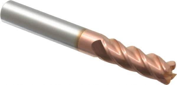 Accupro - 3/8", 4 Flute, Single End, Solid Carbide, 0.06" Corner Radius End Mill - 3" OAL, 40° Helix, Right Hand Flute, 1-1/8" LOC, Right Hand Cut - Eagle Tool & Supply