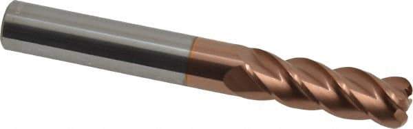 Accupro - 3/8", 4 Flute, Single End, Solid Carbide, 0.09" Corner Radius End Mill - 3" OAL, 40° Helix, Right Hand Flute, 1-1/8" LOC, Right Hand Cut - Eagle Tool & Supply