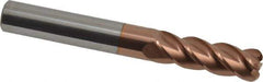 Accupro - 3/8", 4 Flute, Single End, Solid Carbide, 0.09" Corner Radius End Mill - 3" OAL, 40° Helix, Right Hand Flute, 1-1/8" LOC, Right Hand Cut - Eagle Tool & Supply
