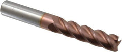 Accupro - 1/2", 4 Flute, Single End, Solid Carbide, 0.01" Corner Radius End Mill - 4" OAL, 40° Helix, Right Hand Flute, 2" LOC, Right Hand Cut - Eagle Tool & Supply