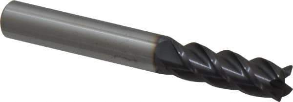 Accupro - 3/8", 4 Flute, Single End, Solid Carbide, 0.01" Corner Radius End Mill - 3" OAL, 40° Helix, Right Hand Flute, 1-1/8" LOC, Right Hand Cut - Eagle Tool & Supply