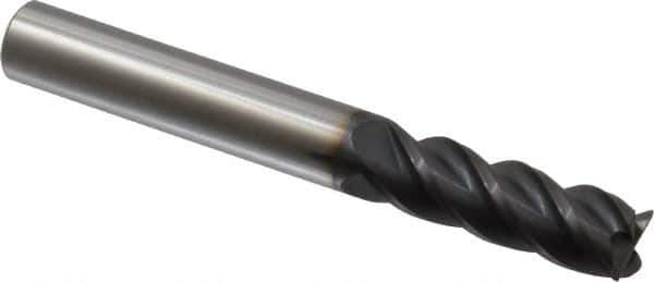 Accupro - 3/8", 4 Flute, Single End, Solid Carbide, 0.015" Corner Radius End Mill - 3" OAL, 40° Helix, Right Hand Flute, 1-1/8" LOC, Right Hand Cut - Eagle Tool & Supply