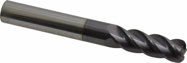Accupro - 3/8", 4 Flute, Single End, Solid Carbide, 0.09" Corner Radius End Mill - 3" OAL, 40° Helix, Right Hand Flute, 1-1/8" LOC, Right Hand Cut - Eagle Tool & Supply