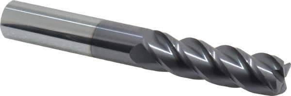 Accupro - 5/8", 4 Flute, Single End, Solid Carbide, 0.06" Corner Radius End Mill - 4-5/8" OAL, 40° Helix, Right Hand Flute, 2-1/8" LOC, Right Hand Cut - Eagle Tool & Supply