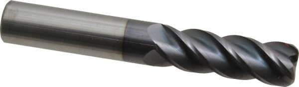 Accupro - 3/4", 4 Flute, Single End, Solid Carbide, 0.09" Corner Radius End Mill - 5" OAL, 40° Helix, Right Hand Flute, 2-1/4" LOC, Right Hand Cut - Eagle Tool & Supply