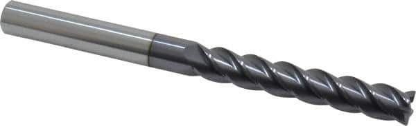 Accupro - 1/2", 4 Flute, Single End, Solid Carbide, 0.03" Corner Radius End Mill - 6" OAL, 40° Helix, Right Hand Flute, 3" LOC, Right Hand Cut - Eagle Tool & Supply