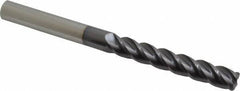 Accupro - 1/2", 4 Flute, Single End, Solid Carbide, 0.09" Corner Radius End Mill - 6" OAL, 40° Helix, Right Hand Flute, 3" LOC, Right Hand Cut - Eagle Tool & Supply