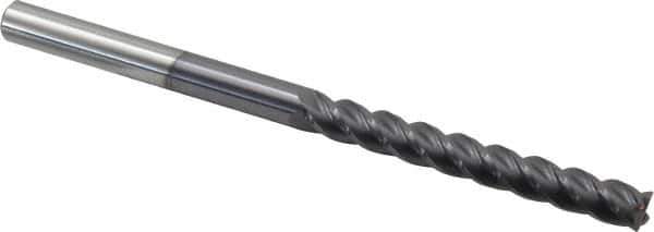 Accupro - 3/8", 4 Flute, Single End, Solid Carbide, 0.02" Corner Radius End Mill - 6" OAL, 40° Helix, Right Hand Flute, 3" LOC, Right Hand Cut - Eagle Tool & Supply