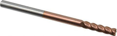 Accupro - 1/4", 4 Flute, Single End, Solid Carbide, 0.015" Corner Radius End Mill - 4" OAL, 40° Helix, Right Hand Flute, 1" LOC, Right Hand Cut - Eagle Tool & Supply