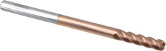 Accupro - 1/4", 4 Flute, Single End, Solid Carbide, 0.06" Corner Radius End Mill - 4" OAL, 40° Helix, Right Hand Flute, 1" LOC, Right Hand Cut - Eagle Tool & Supply