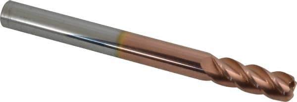 Accupro - 3/8", 4 Flute, Single End, Solid Carbide, 0.09" Corner Radius End Mill - 4" OAL, 40° Helix, Right Hand Flute, 1" LOC, Right Hand Cut - Eagle Tool & Supply
