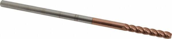 Accupro - 1/4", 4 Flute, Single End, Solid Carbide, 0.06" Corner Radius End Mill - 6" OAL, 40° Helix, Right Hand Flute, 1-1/2" LOC, Right Hand Cut - Eagle Tool & Supply