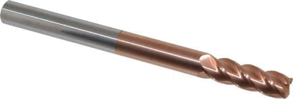 Accupro - 1/2", 4 Flute, Single End, Solid Carbide, 0.06" Corner Radius End Mill - 6" OAL, 40° Helix, Right Hand Flute, 1-1/2" LOC, Right Hand Cut - Eagle Tool & Supply