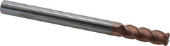 Accupro - 1/2", 4 Flute, Single End, Solid Carbide, 0.09" Corner Radius End Mill - 6" OAL, 40° Helix, Right Hand Flute, 1-1/2" LOC, Right Hand Cut - Eagle Tool & Supply