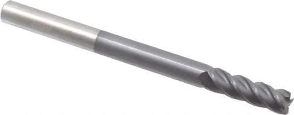 Accupro - 5/16", 4 Flute, Single End, Solid Carbide, 0.03" Corner Radius End Mill - 4" OAL, 40° Helix, Right Hand Flute, 1" LOC, Right Hand Cut - Eagle Tool & Supply