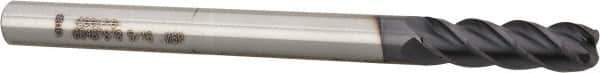 Accupro - 5/16", 4 Flute, Single End, Solid Carbide, 0.06" Corner Radius End Mill - 4" OAL, 40° Helix, Right Hand Flute, 1" LOC, Right Hand Cut - Eagle Tool & Supply