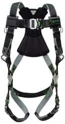 Miller - 400 Lb Capacity, Size Universal, Full Body Construction Safety Harness - Polyester (Outer) & Webbing, Quick Connect Leg Strap, Quick Connect Chest Strap, Green/Black - Eagle Tool & Supply