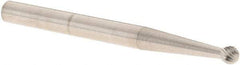 M.A. Ford - 3/32" Cut Diam, 1/8" Shank Diam, Ball Head Double Cut Burr - Carbide, Radius End, 5/64" LOC, 1-1/2" OAL - Eagle Tool & Supply