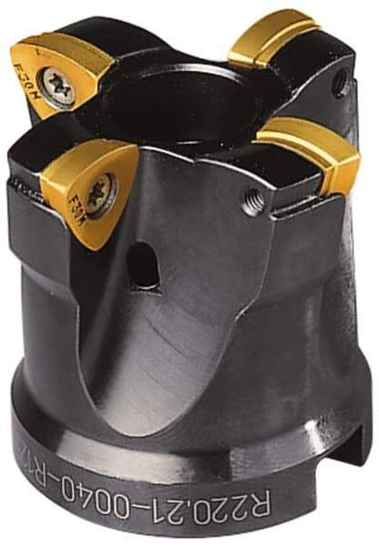 Seco - 1-1/4" Cut Diam, 0.08" Max Depth, 1-1/4" Shank Diam, Cylindrical Shank Indexable High-Feed End Mill - Screw Holding Method, 218.19-160 Insert, R217.21 Toolholder, Through Coolant - Eagle Tool & Supply