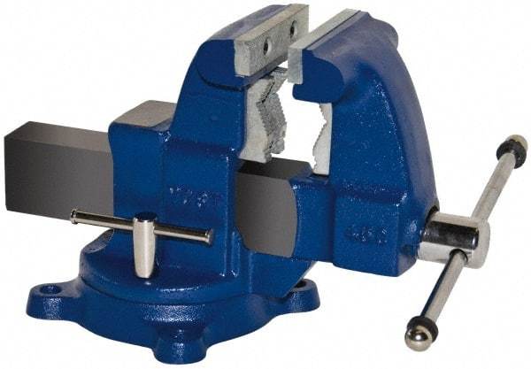 Yost Vises - 8" Jaw Width x 7-1/2" Jaw Opening Capacity, 6" Throat Depth, Bench & Pipe Combination Vise - 1/8 to 4-1/2" Pipe Capacity, Swivel Base, Bolt Down Attachment, Ductile Iron - Eagle Tool & Supply