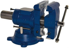 Yost Vises - 5-1/8" Jaw Width x 4, 4-1/2" (V-Jaw) Jaw Opening Capacity, 3-1/2" Throat Depth, Bench & Pipe Combination Vise - 23/32 to 3" Pipe Capacity, Swivel Base, Bolt Down Attachment, Cast Iron - Eagle Tool & Supply