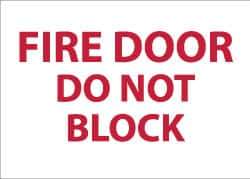 NMC - Fire Door - Do Not Block, Pressure Sensitive Vinyl Fire Sign - 14" Wide x 10" High, Glow-in-the-Dark - Eagle Tool & Supply