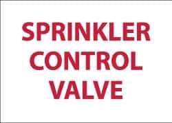 NMC - Sprinkler Control Valve, Pressure Sensitive Vinyl Fire Sign - 14" Wide x 10" High, Glow-in-the-Dark - Eagle Tool & Supply