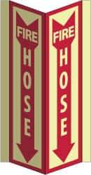 NMC - Fire Hose, Acrylic Fire Sign - 8-3/4" Wide x 16" High, Glow-in-the-Dark - Eagle Tool & Supply