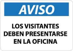 NMC - "Los Visitantes Deben Presentarse en La Oficina", 10" Long x 14" Wide, Aluminum Safety Sign - Rectangle, 0.04" Thick, Use for Workplace/Safety - Eagle Tool & Supply