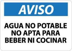 NMC - "Agua No Potable - No Apta Para Beber Ni Cocinar", 10" Long x 14" Wide, Aluminum Safety Sign - Rectangle, 0.04" Thick, Use for Workplace/Safety - Eagle Tool & Supply