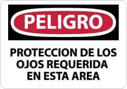 NMC - "Peligro - Proteccion de los Ojos Requerida en Esta Area", 10" Long x 14" Wide, Aluminum Safety Sign - Rectangle, 0.04" Thick, Use for Workplace/Safety - Eagle Tool & Supply