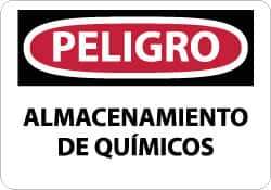 NMC - "Peligro - Almacenamiento de Quimicos", 10" Long x 14" Wide, Aluminum Safety Sign - Rectangle, 0.04" Thick, Use for Workplace/Safety - Eagle Tool & Supply