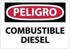 NMC - "Peligro - Combustible Diesel", 10" Long x 14" Wide, Aluminum Safety Sign - Rectangle, 0.04" Thick, Use for Workplace/Safety - Eagle Tool & Supply