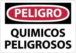 NMC - "Peligro - Quimicos Peligrosos", 10" Long x 14" Wide, Aluminum Safety Sign - Rectangle, 0.04" Thick, Use for Workplace/Safety - Eagle Tool & Supply