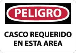 NMC - "Peligro - Casco Requerido en Esta Area", 10" Long x 14" Wide, Rigid Plastic Safety Sign - Rectangle, 0.05" Thick, Use for Accident Prevention - Eagle Tool & Supply