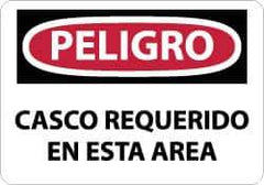 NMC - "Peligro - Casco Requerido en Esta Area", 10" Long x 14" Wide, Pressure-Sensitive Vinyl Safety Sign - Rectangle, 0.004" Thick, Use for Accident Prevention - Eagle Tool & Supply