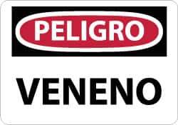 NMC - "Peligro - Veneno", 10" Long x 14" Wide, Aluminum Safety Sign - Rectangle, 0.04" Thick, Use for Workplace/Safety - Eagle Tool & Supply