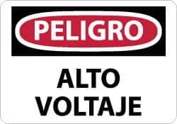 NMC - "Peligro - Alto Voltaje", 10" Long x 14" Wide, Pressure-Sensitive Vinyl Safety Sign - Rectangle, 0.004" Thick, Use for Workplace/Safety - Eagle Tool & Supply