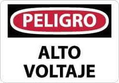 NMC - "Peligro - Alto Voltaje", 10" Long x 14" Wide, Aluminum Safety Sign - Rectangle, 0.04" Thick, Use for Workplace/Safety - Eagle Tool & Supply