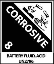 NMC - Corrosive 8 Battery Fluid, Acid Un2796 Shipping Label - 4-3/4" High x 4" Wide - Eagle Tool & Supply