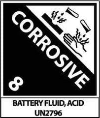 NMC - Corrosive 8 Battery Fluid, Acid Un2796 Shipping Label - 4-3/4" High x 4" Wide - Eagle Tool & Supply