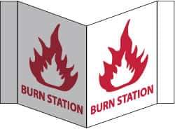 NMC - "Burn Station", 8" Long x 14-1/2" Wide, Rigid Plastic Safety Sign - Rectangle, 0.125" Thick, Use for First Aid - Eagle Tool & Supply